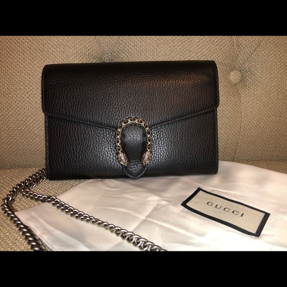 Gucci Handbags - Gucci Dionysus Wallet on Chain Bag Black Leather